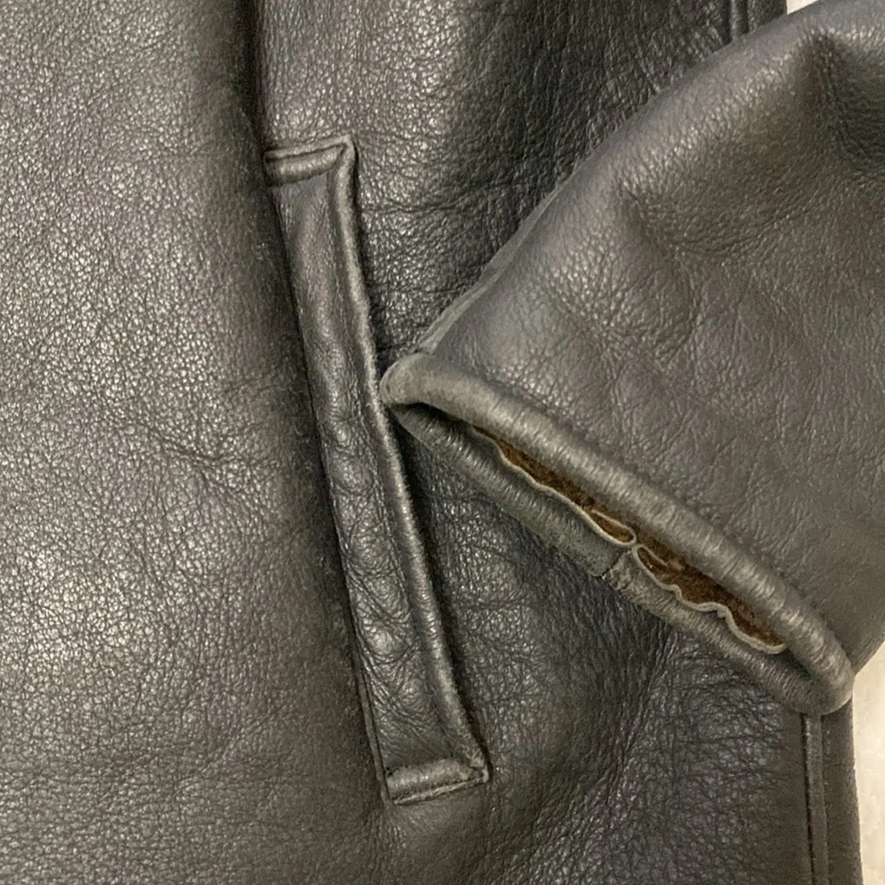 Real Shearling Vintage Aviator Jacket XL - Picture 13 of 15